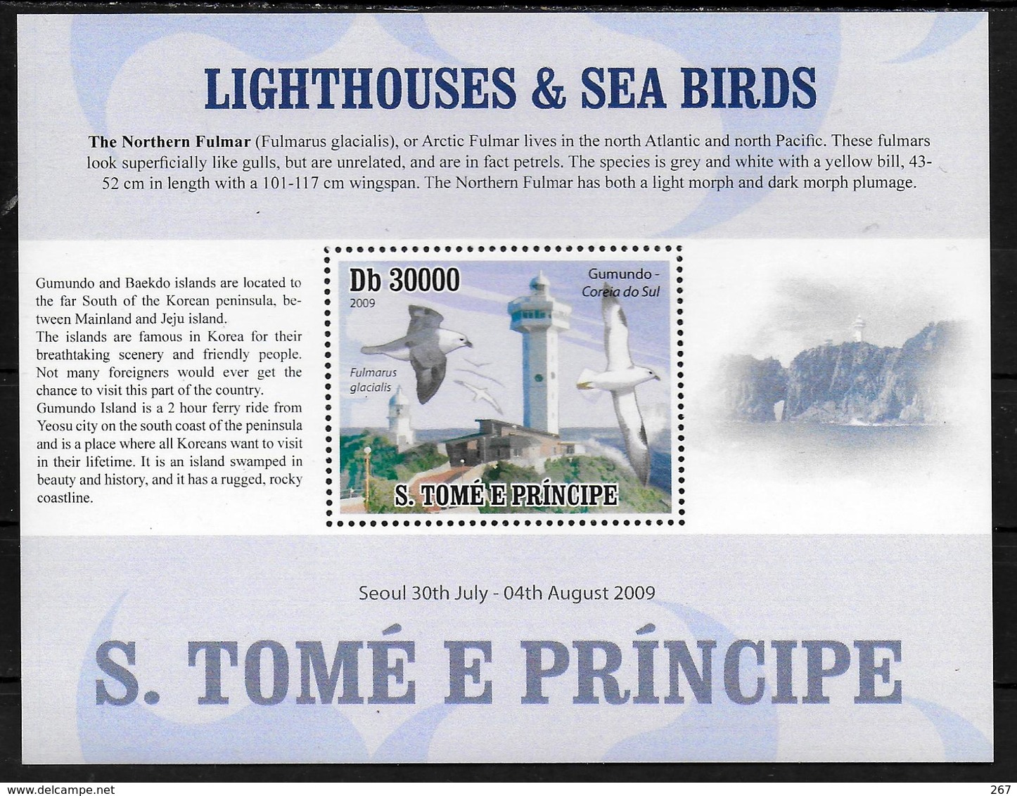 SAINT THOME ET PRINCE  BF De Luxe N° 3201  * *   Phares Oiseaux Mouettes - Lighthouses