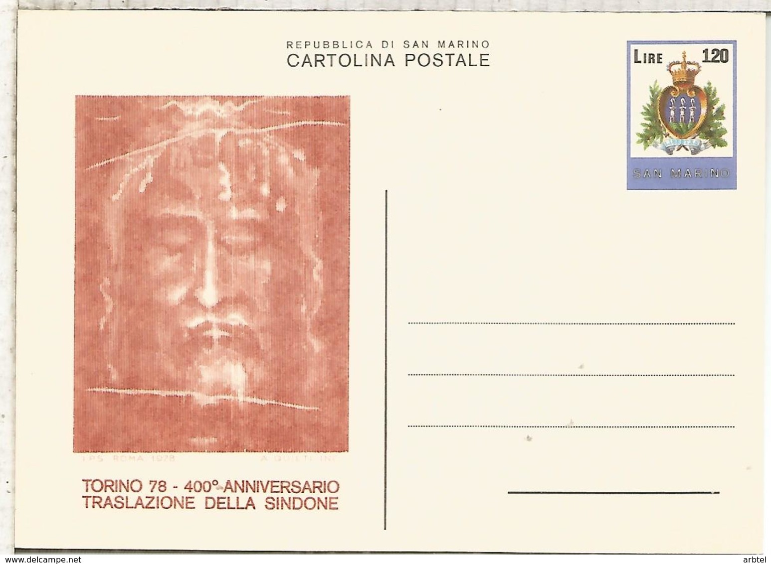 SAN MARINO ENTERO POSTAL  SINDONE RELIGION SABANA SANTA JESUCRISTO - Cristianismo