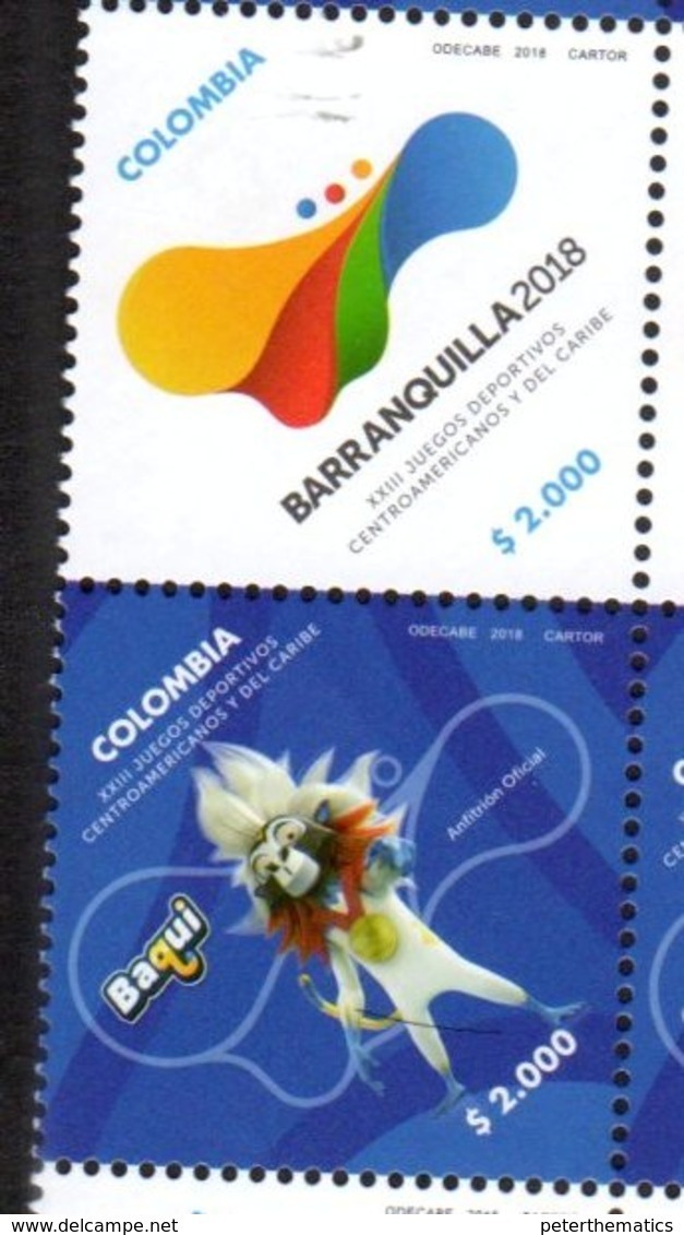 COLOMBIA, 2018, MNH, 23rd CENTRAL AMERICAN AND CARIBBEAN GAMES, 2v - Other & Unclassified