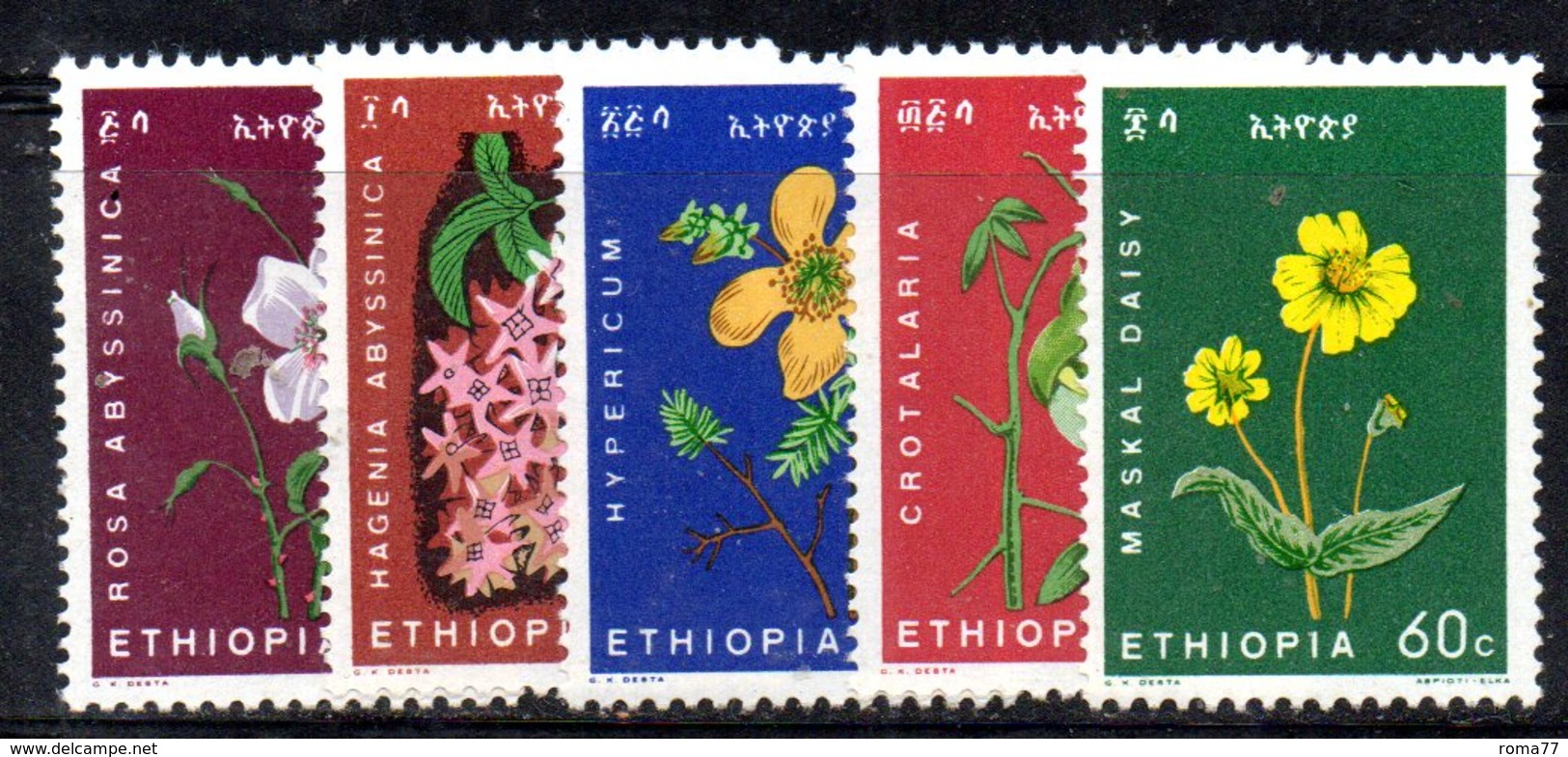 ETP117 - ETIOPIA 1965 ,  Yvert  N 440/444    ***  FIORI - Etiopia