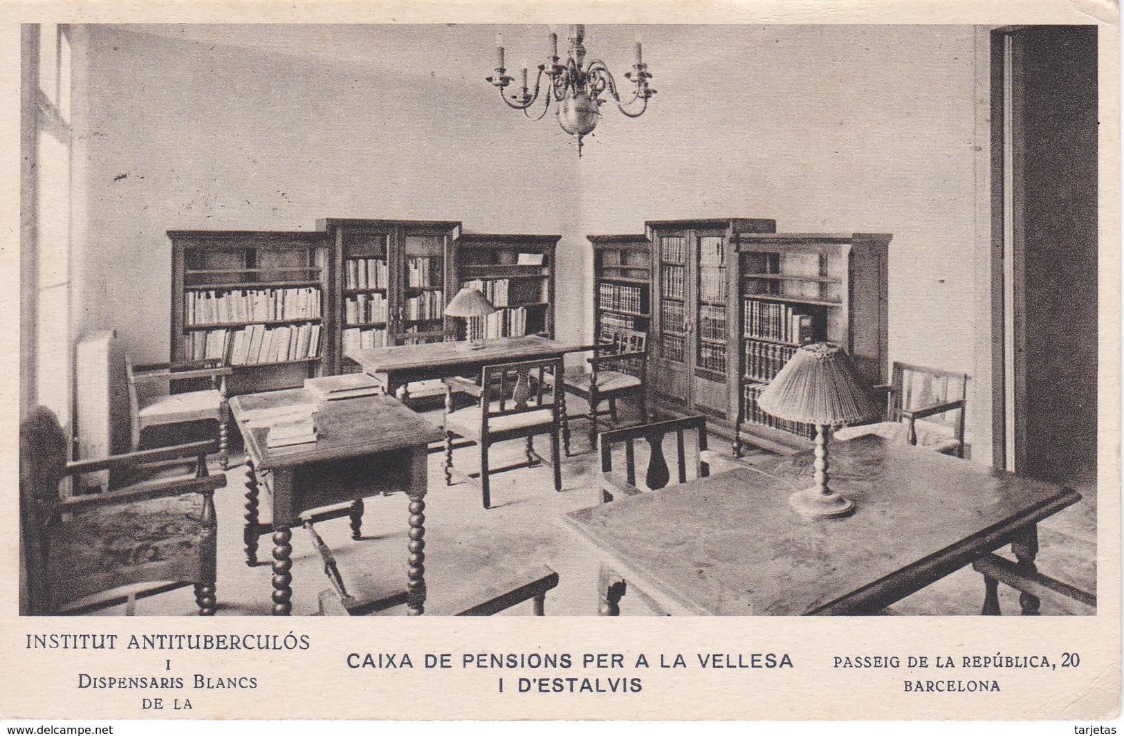 POSTAL DE BARCELONA DEL INSTITUT ANTITUBERCULOS Y LA CAIXA DE PENSIONS DEL AÑO 1934 - Barcelona