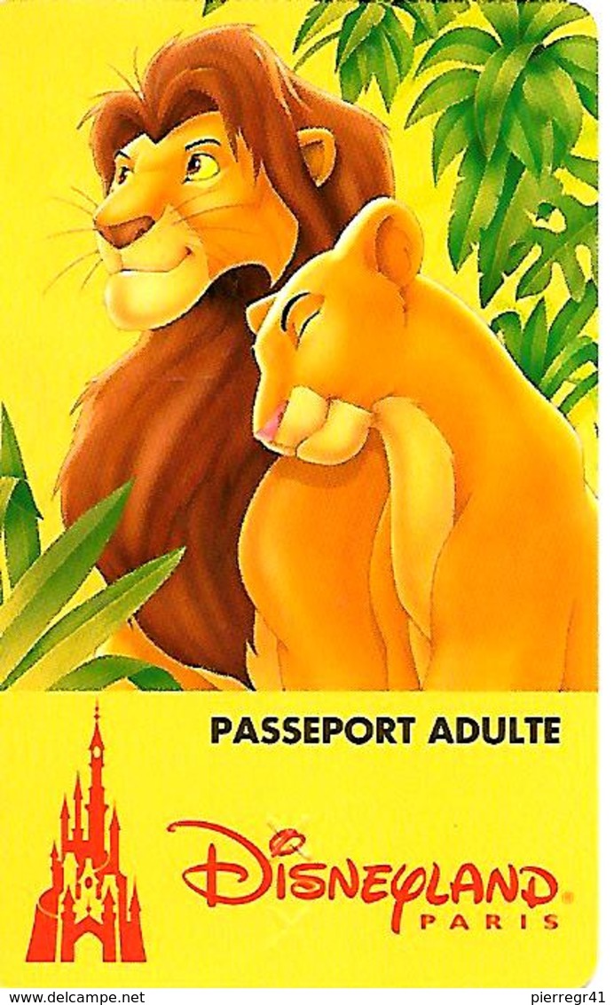 PASS-n-DISNEY-DISNEYLAND PARIS-1996-ROI LION ADULTE-Non Souligné-V° S 089537-Vertical A Droite-TBE-RARE - Passeports Disney