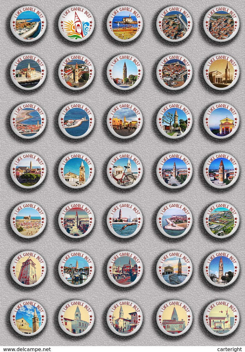 35 X Caorle Italy Tour PIN's (1inch/25mm Diameter) SET 3 - Città