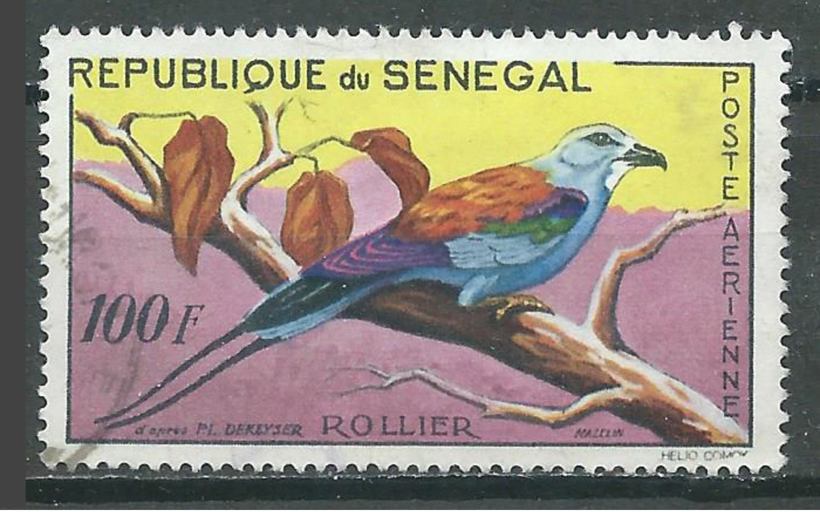 Sénégal Poste Aérienne YT N°32 Oiseau Rollier Oblitéré ° - Senegal (1960-...)