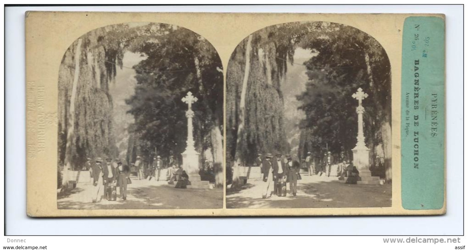 STEREO Furne Et Tournier  Voyage Dans Pyrénées  Bagnères De Luchon  Avenue De La Pique ( Vers 1860 ) - Stereoscoop