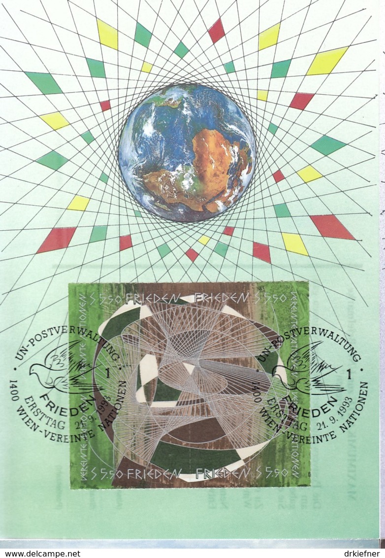 UNO WIEN, 152-155 MC, Private Maximumkarte Von Gerhard Eisenmann, Weltfriedenstag 1993 - Maximumkarten