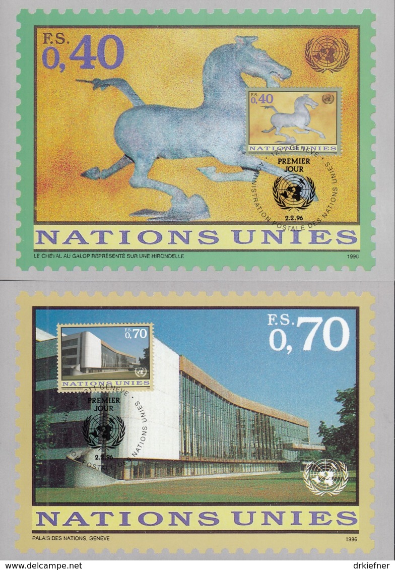 UNO GENF, 286-287 MC, Private Maximumkarten, Freimarken 1996 - Maximumkarten