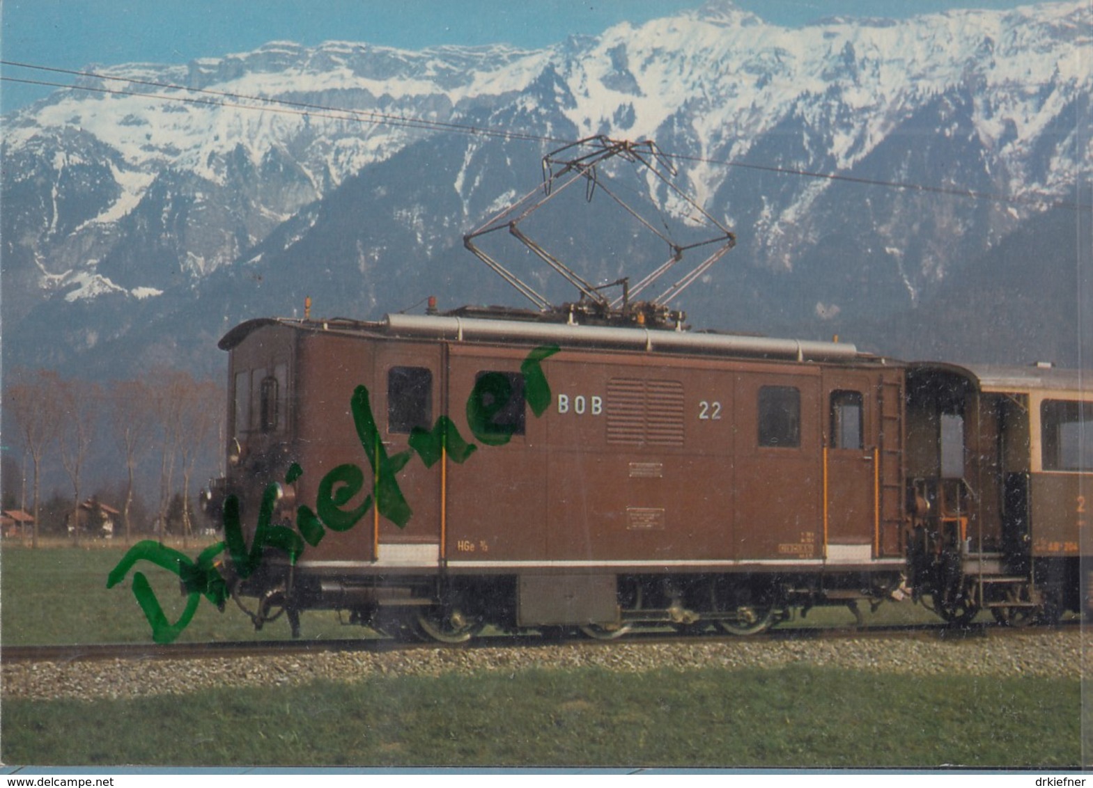 BOB HGe 3/3 22, Meterspur Zahnrad-Lokomotive, Berner Oberland-Bahnen 1975 - Treni