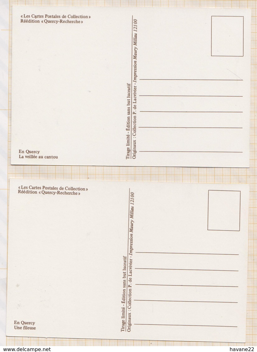 8AK4080 EN QUERCY UNE FILEUSE  / LA VEILLEE AU CANTON Lot 2 Cartes  §§§§§§§§§§§ REPRODUCTION  2 SCANS - Other & Unclassified