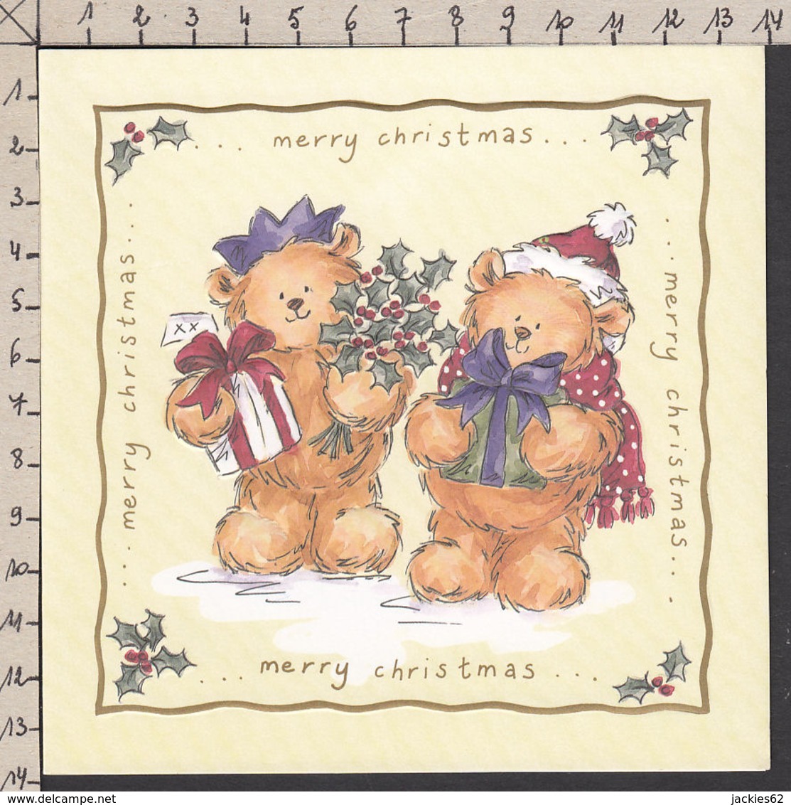 98115GF/ NOEL, Oursons, Ours En Peluche, Carte Double (carnet) - Altri & Non Classificati