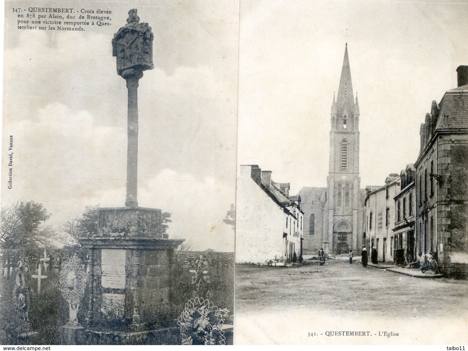 56 - Questembert - Lot De 2 Cartes - Eglise - Croix - Questembert