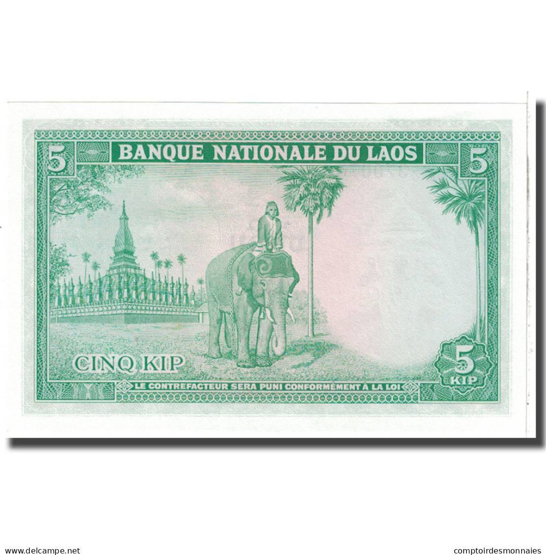 Billet, Lao, 5 Kip, 1967, KM:9b, NEUF - Laos