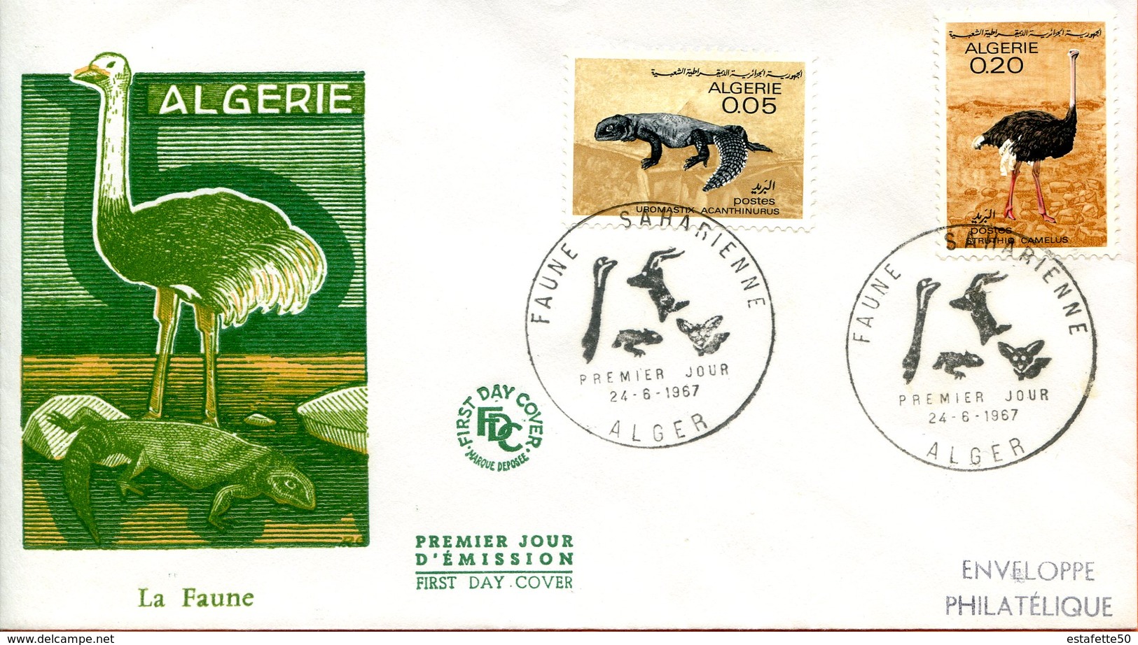 Algérie,Algéria ; FDC 1967 " Faune Saharienne  " - Algérie (1962-...)