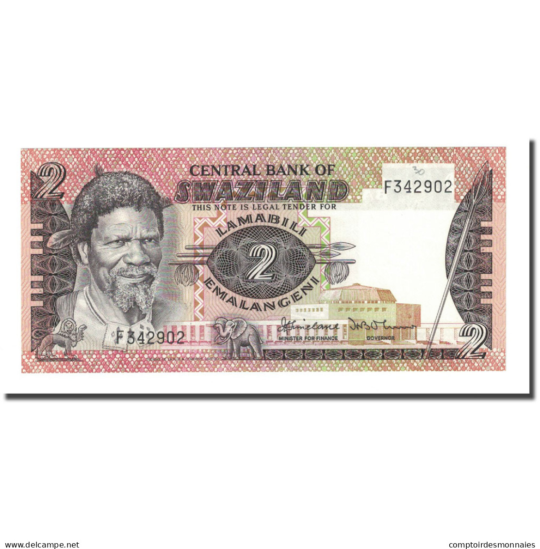 Billet, Swaziland, 2 Emalangeni, Undated (1983- ), KM:8a, NEUF - Swaziland