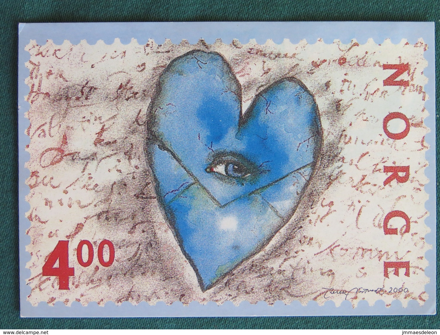 Norway Postcard With Illustration Of  Stamp Heart And Eye - Norvège