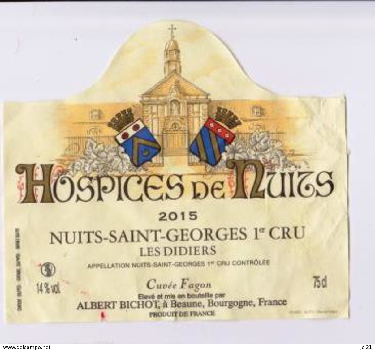 Etiquette " HÔSPICES DE NUITS SAINT GEORGES 1er Cru 2015 - Les Didiers - Cuvée Fagon " (2610)_ev383 - Bourgogne