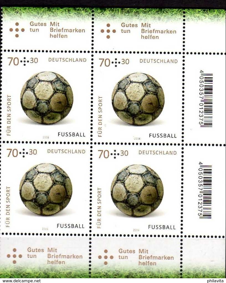 2016 Germany/ BRD - Football Ball -For The Sport - Block Of 4 With The Sheetlet Right Coupons - Paper - MNH** Mi 3235 - Ungebraucht