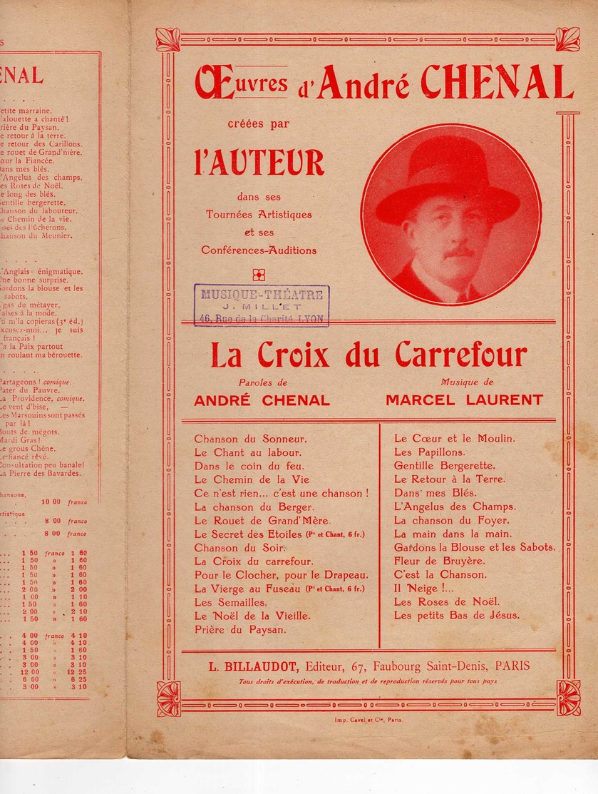 CAF CONC POPULAIRE CHANSONNIER PARTITION ANDRÉ CHENAL LA CROIX DU CARREFOUR MARCEL LAURENT PIANO 1922-23 - Autres & Non Classés