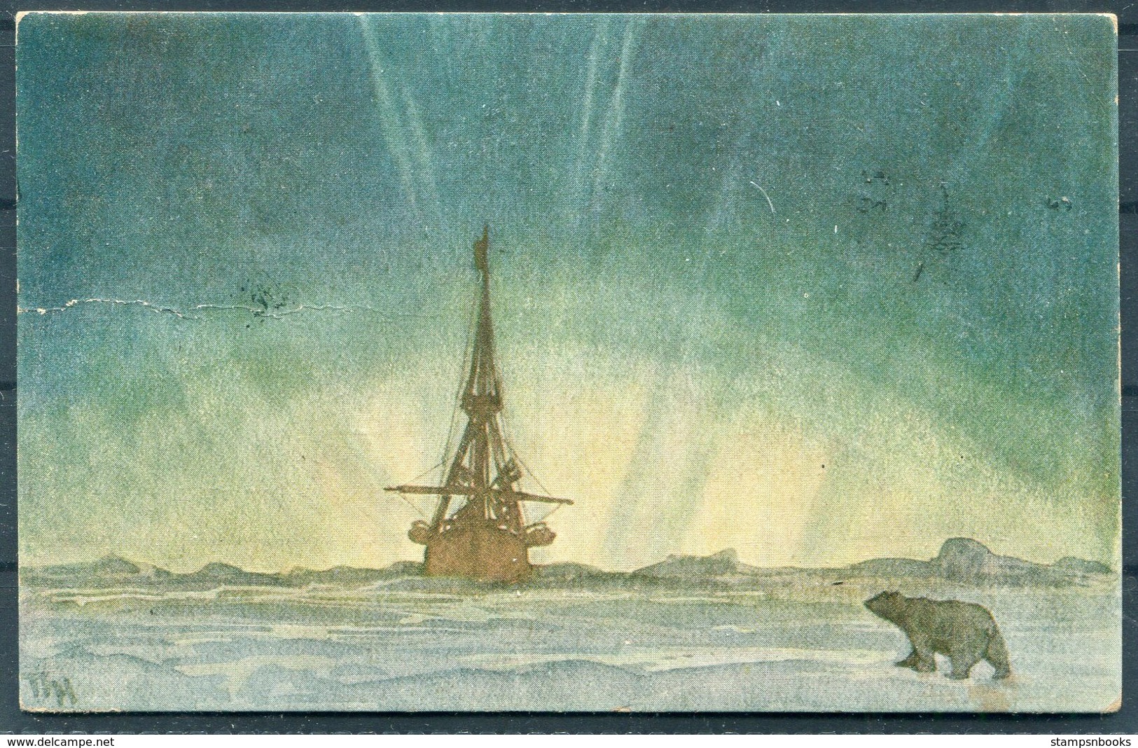 1924 Norway FRAM  Polar Bear Ship Postcard. Polhavet - Covers & Documents