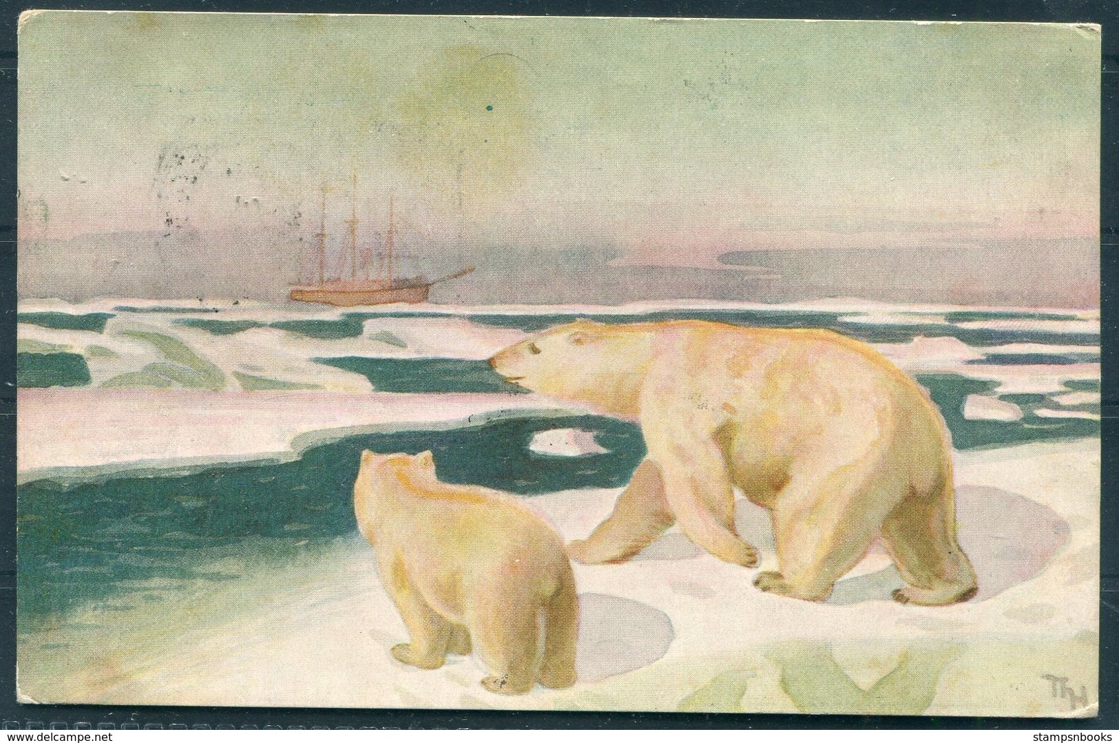 1924 Norway FRAM  Polar Bear Ship Postcard. Polhavet - Covers & Documents