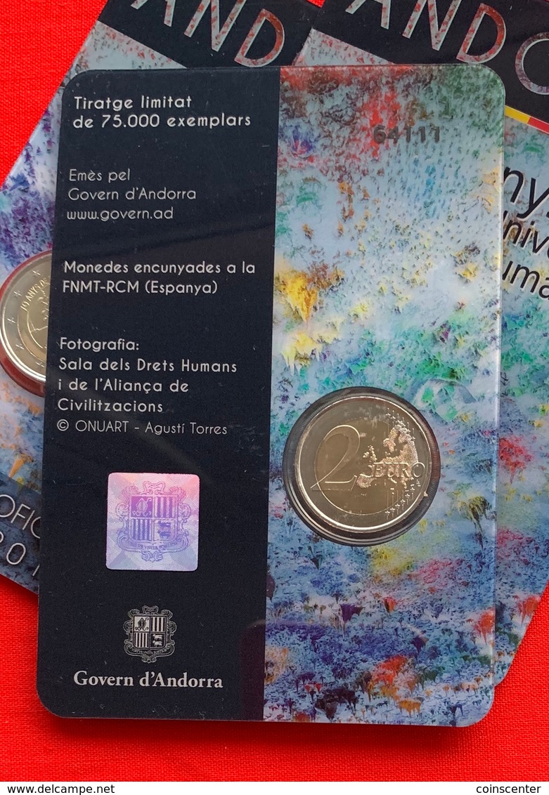 Andorra 2 Euro 2018 "Universal Declaration Of Human Rights" BiMetallic BU - Andorre