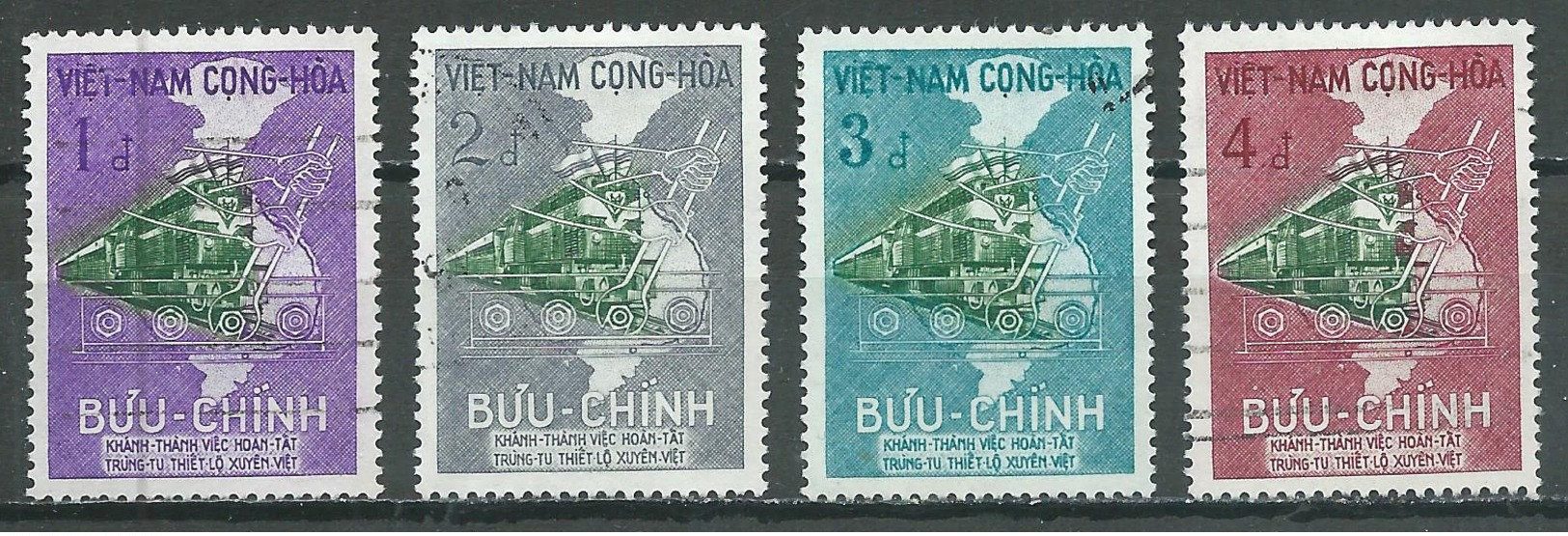 Vietnam Du Sud YT N°116/119 Chemin De Fer Saïgon-Dongha Oblitéré ° - Viêt-Nam