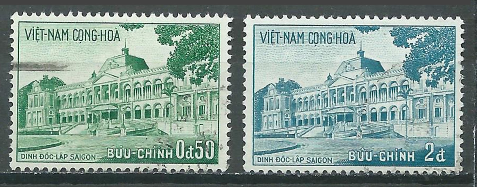 Vietnam Du Sud YT N°120/121 Palais De L'indépendance Oblitéré ° - Viêt-Nam