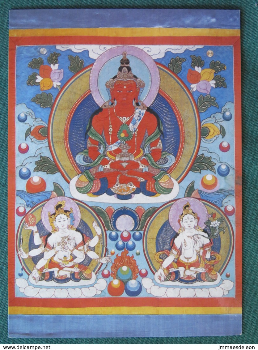 Mongolia Postcard "Longevity Deities With Amitayus In The Center" Unused - Mongolie