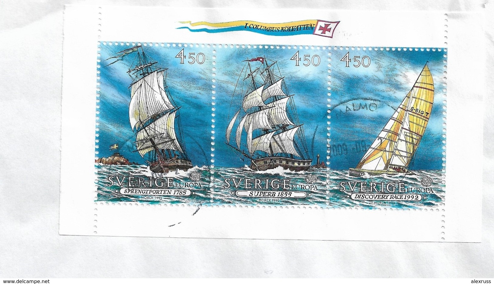 Sweden 1992 Sailing Ships Block Scott #1946-48a On Cover To US, VF Postally Used Cover !! - Blocks & Sheetlets