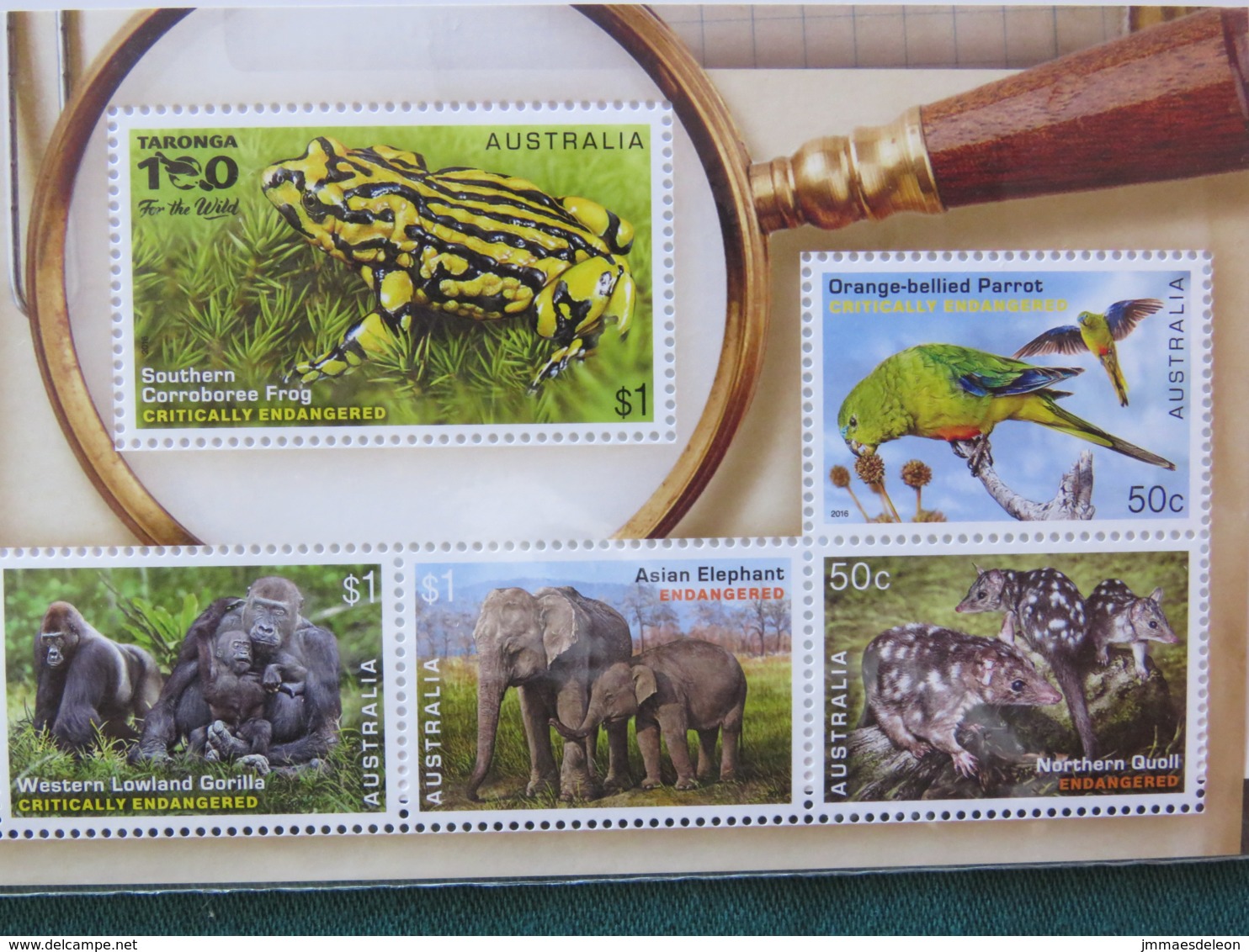 Australia MINT Stamps Sheet Endangered Wildlife Gorilla Birds Elephant Frog Turtle Leopard - Neufs