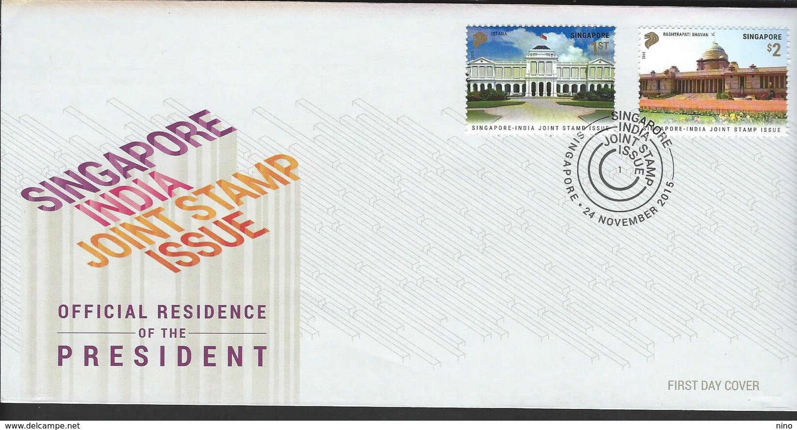 Singapore. Scott # 1758-59 FDC. Diplomatic Relations President Residence. Joint Issue With India 2016 - Joint Issues