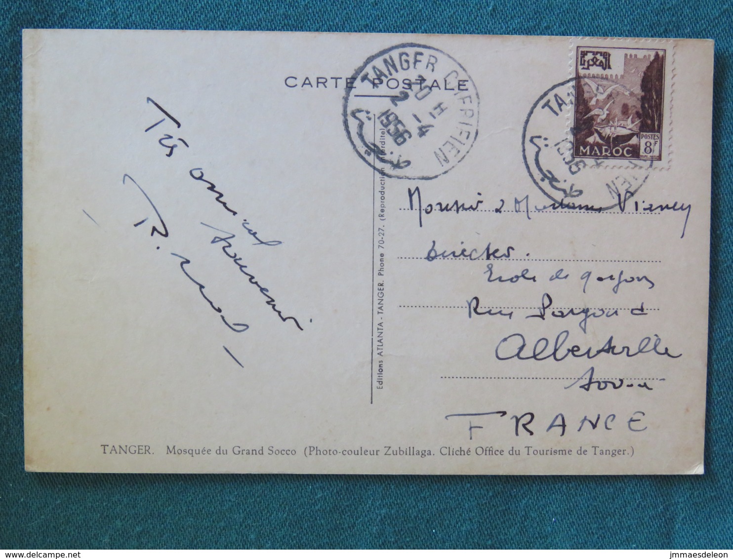 Morocco 1956 Postcard "Tanger Mosque" To France - Tanger