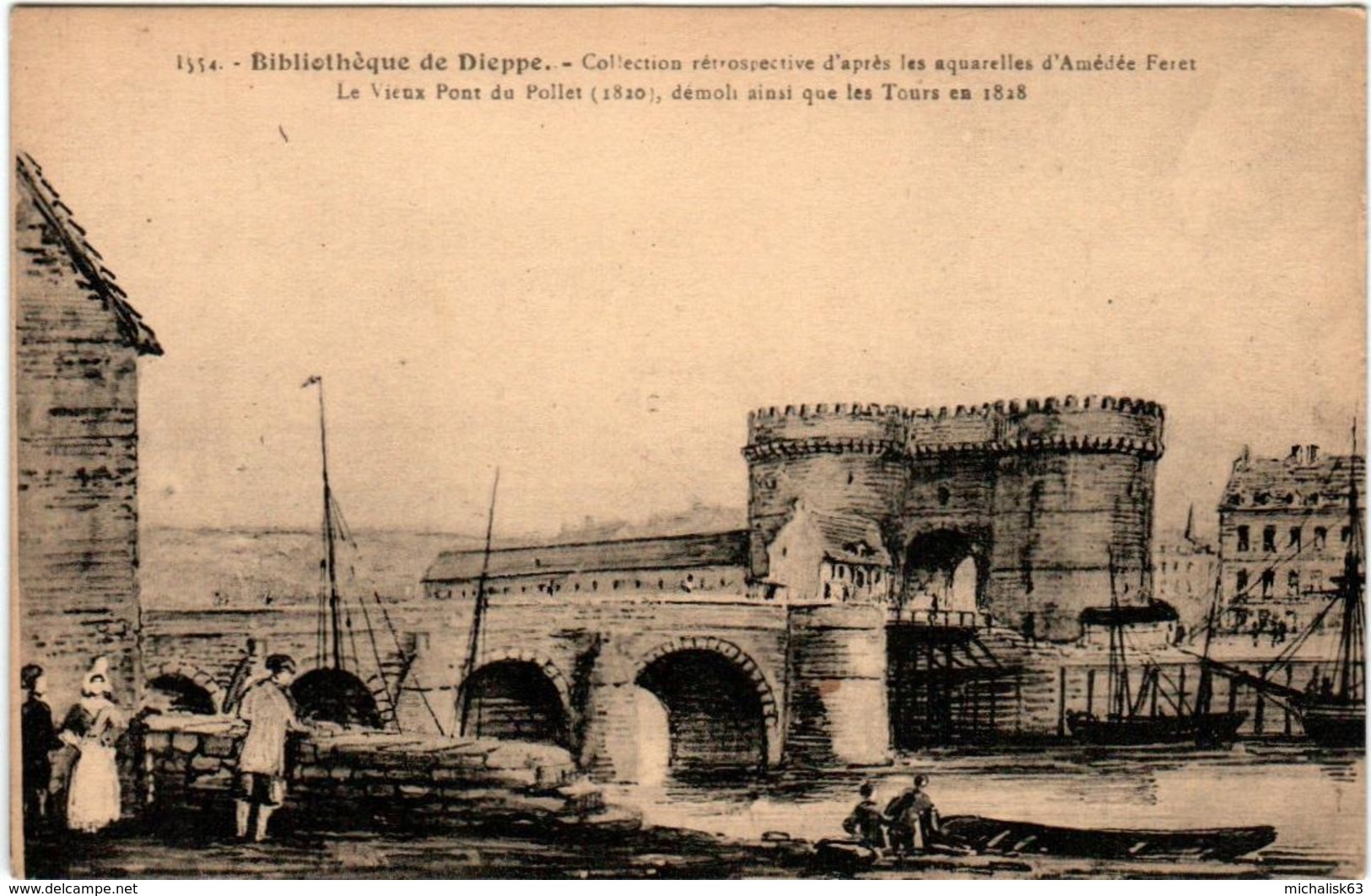 5KT 646 CPA - BIBLIOTHEQUE DE DIEPPE - LE VIEUX PONT DU POLLET - Dieppe