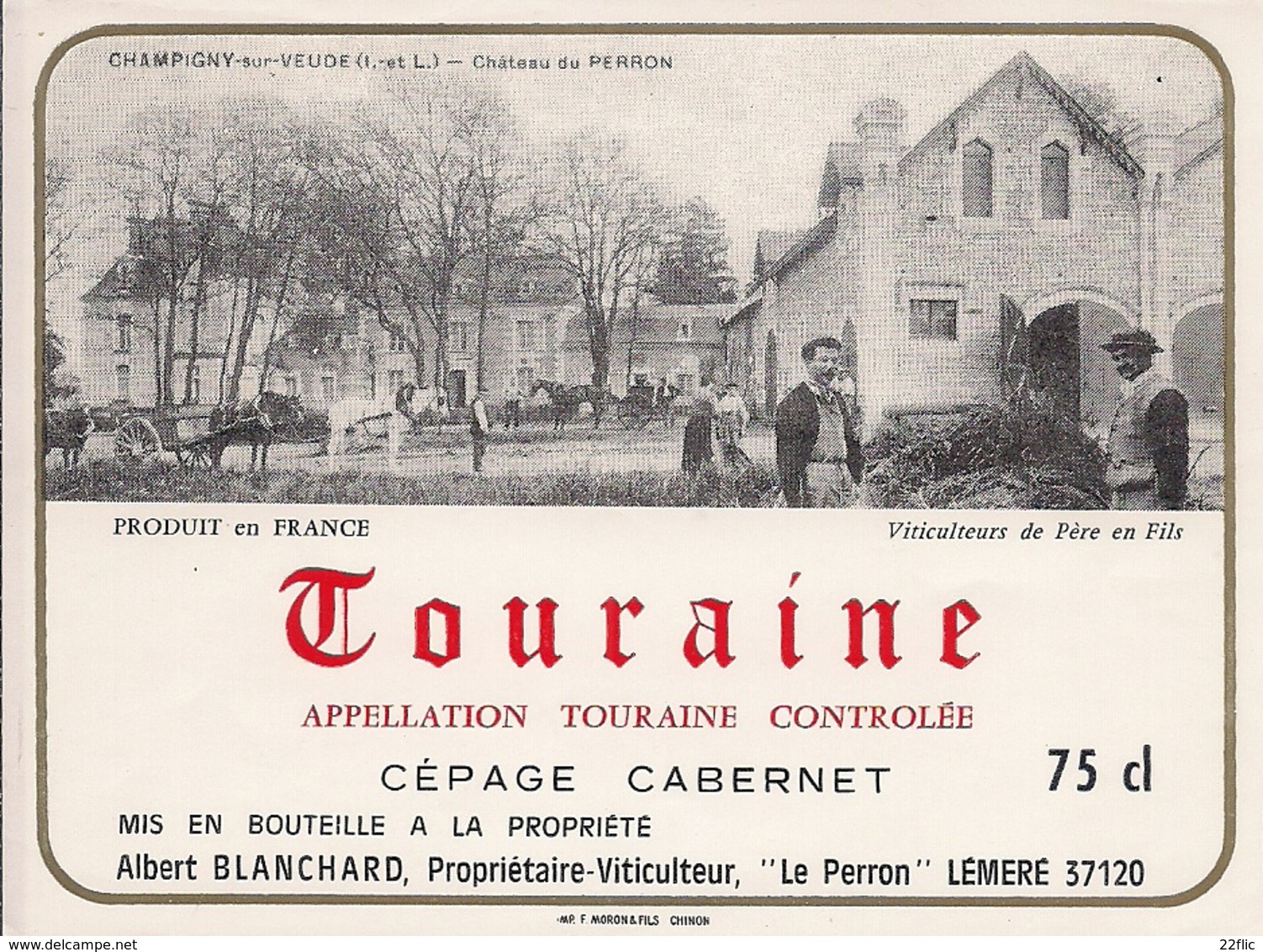 TOURAINE CEPAGE CABERNET DOMAINE DES VIEUX MOINES 1995 (8) - Bordeaux