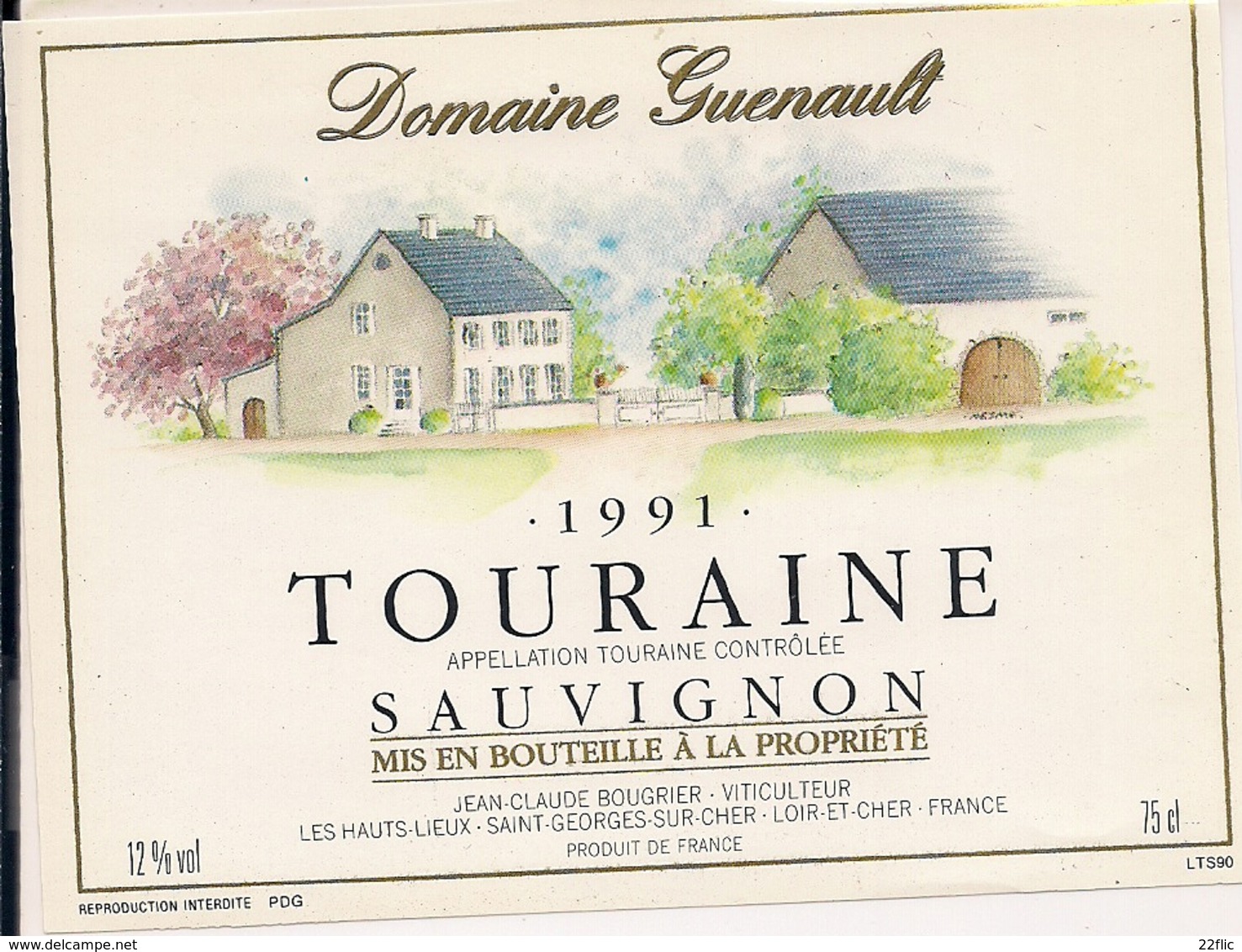 TOURAINE SAUVIGNON  DOMAINE GUENAULT 1991  (8) - Bordeaux