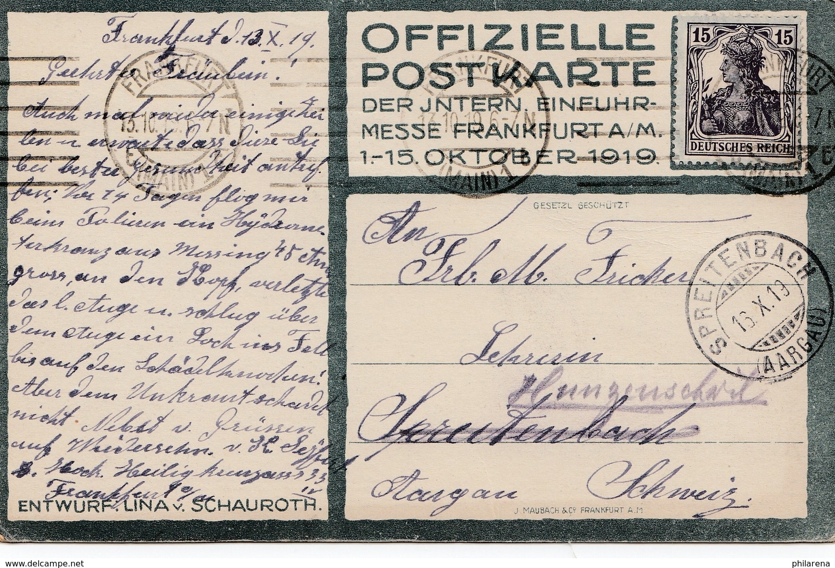 Thematik: Ausstellung: Einfuhrmesse Frankfurt/Main 1919 Mit Germania - Sonstige & Ohne Zuordnung