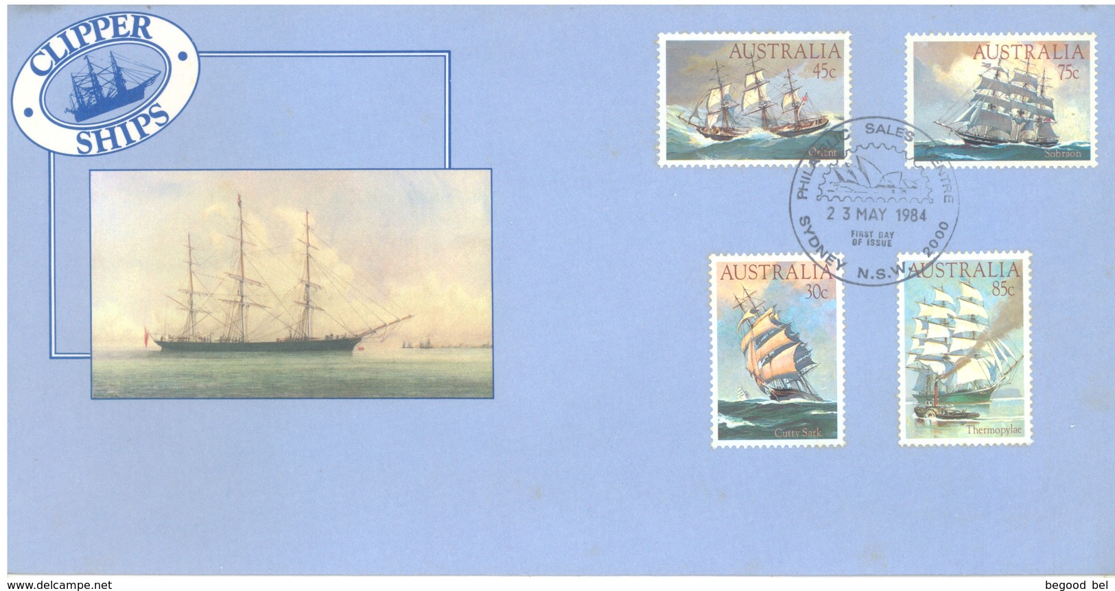 AUSTRALIA  - FDC - 23.5.1984 - CLIPPER SHIPS  - Yv 857-860 - Lot 18666 - Premiers Jours (FDC)