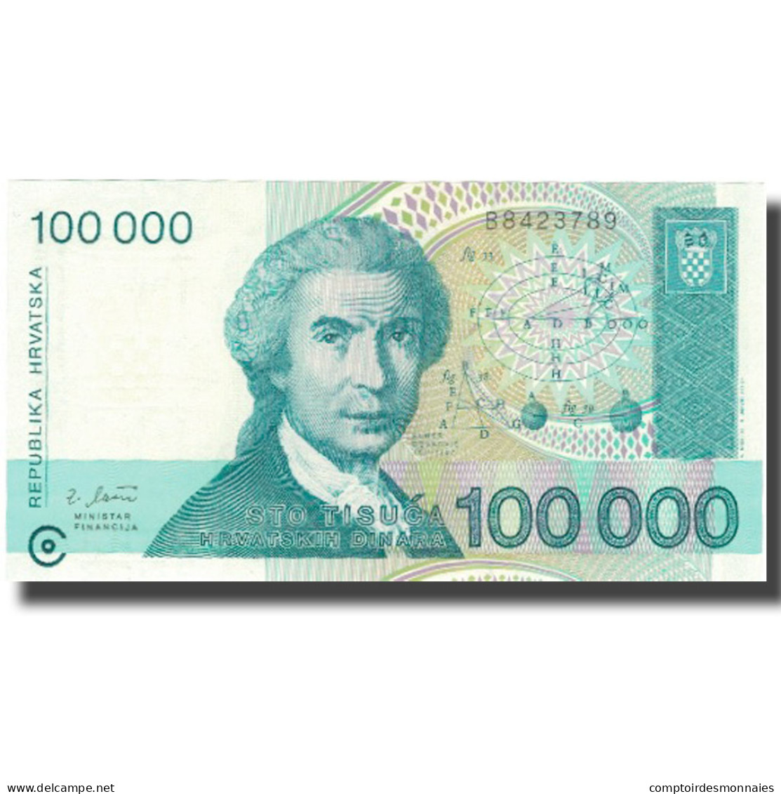 Billet, Croatie, 100,000 Dinara, 1993, 1993, KM:27A, SPL+ - Croatie