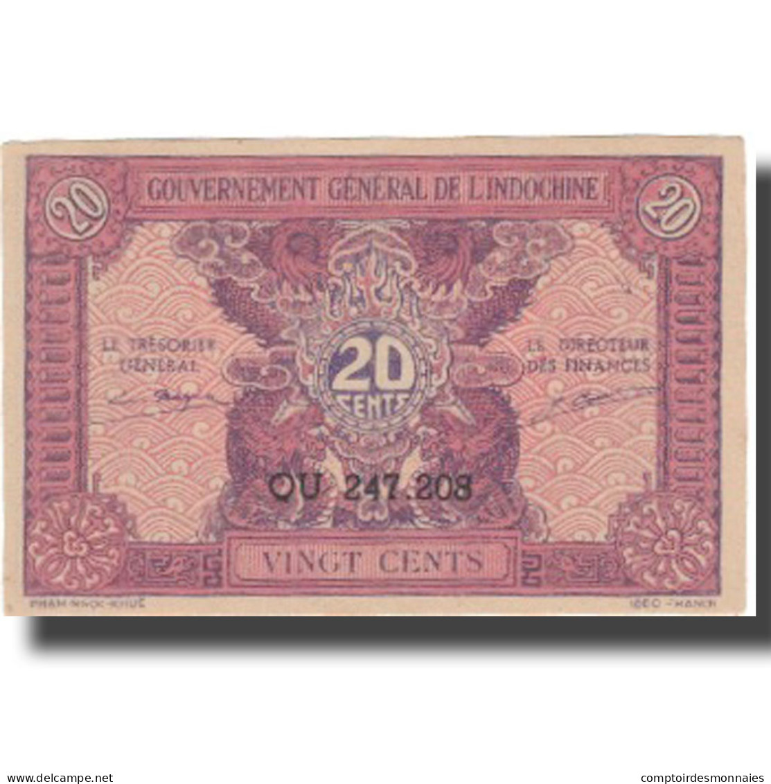 Billet, FRENCH INDO-CHINA, 20 Cents, Undated (1942), KM:90, NEUF - Indochine