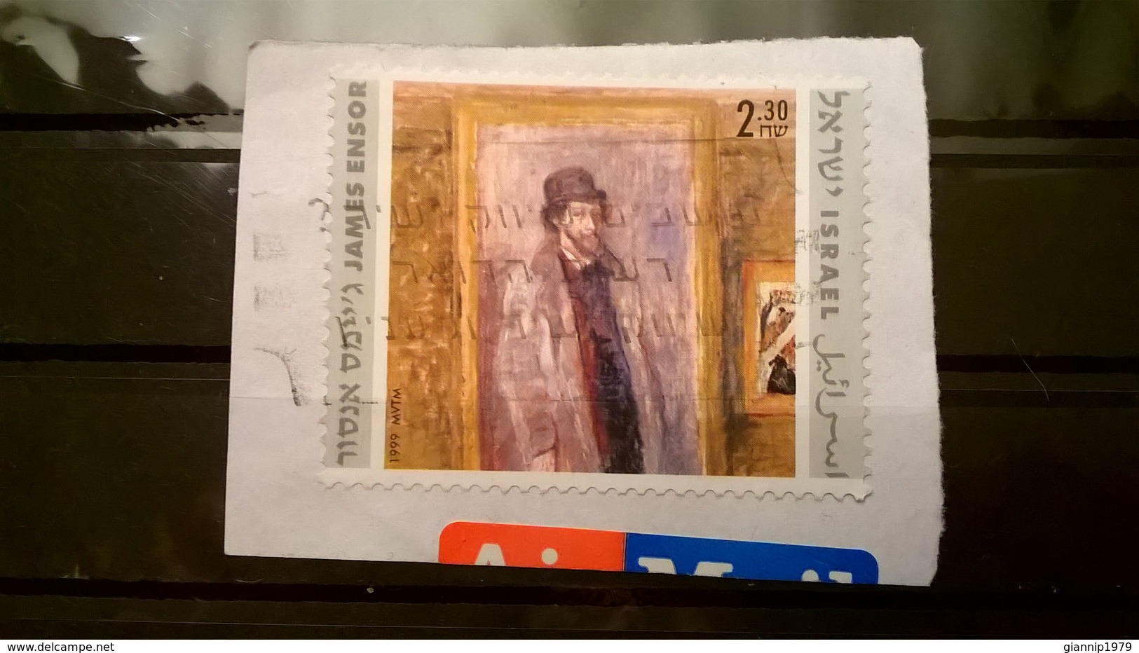 FRANCOBOLLI STAMPS ISRAELE ISRAEL 1999 SU FRAMMENTO 50 ANNI MORTE JAMES ENSOR - Usados (con Tab)