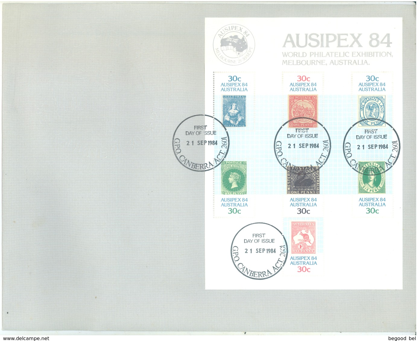 AUSTRALIA  - FDC - 21.9.1984 - AUSIPEX  - Yv MINISHEET 8 - Lot 18670 - Premiers Jours (FDC)