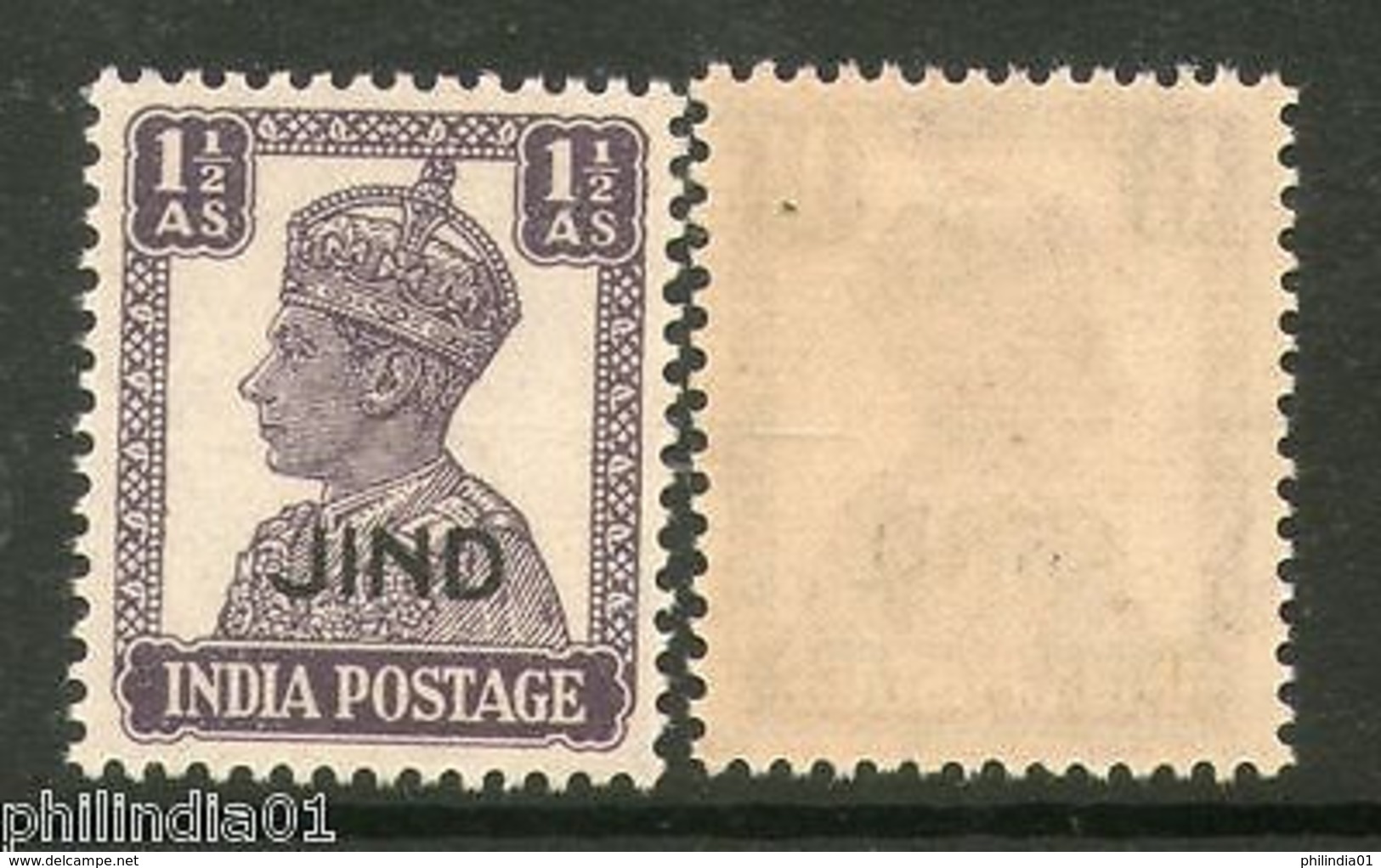 India JIND /JHIND KG VI 1�As SG 142 / Sc 170 Postage Satamp Cat �. 8 MNH - Jhind