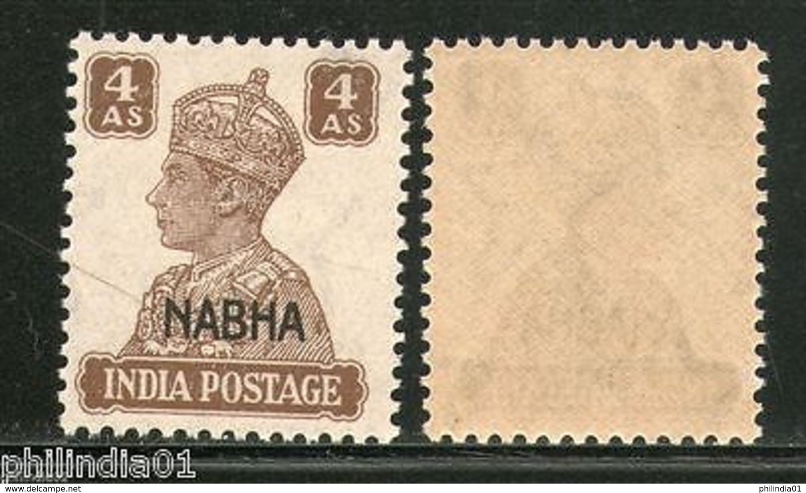 India Nabha State 4As KG VI SG 114 / Sc 109 Cat�2 MNH - Nabha