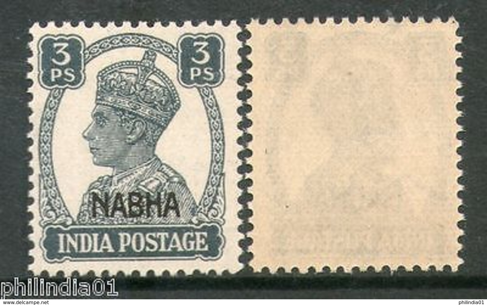 India NABHA State KG VI 3ps Postage SG 105 / Sc 100 MNH Fine - Nabha