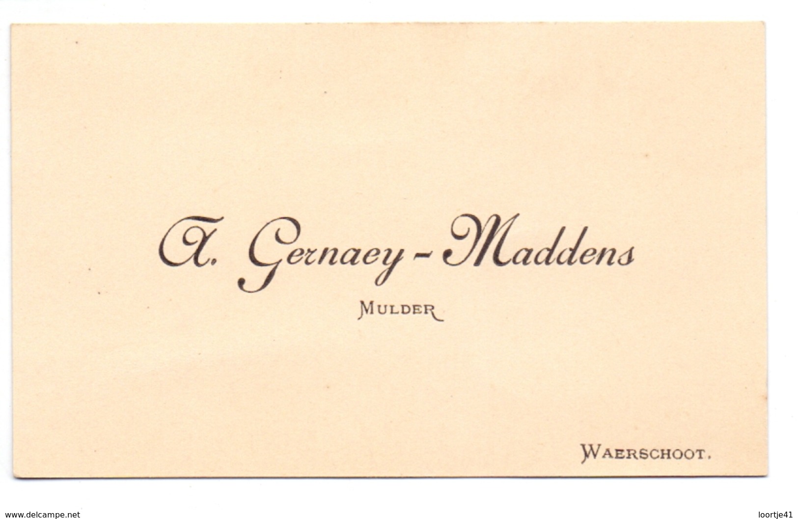 Visitekaartje - Carte Visite - Mulder A. Gernay - Maddens - Waarschoot - Cartes De Visite