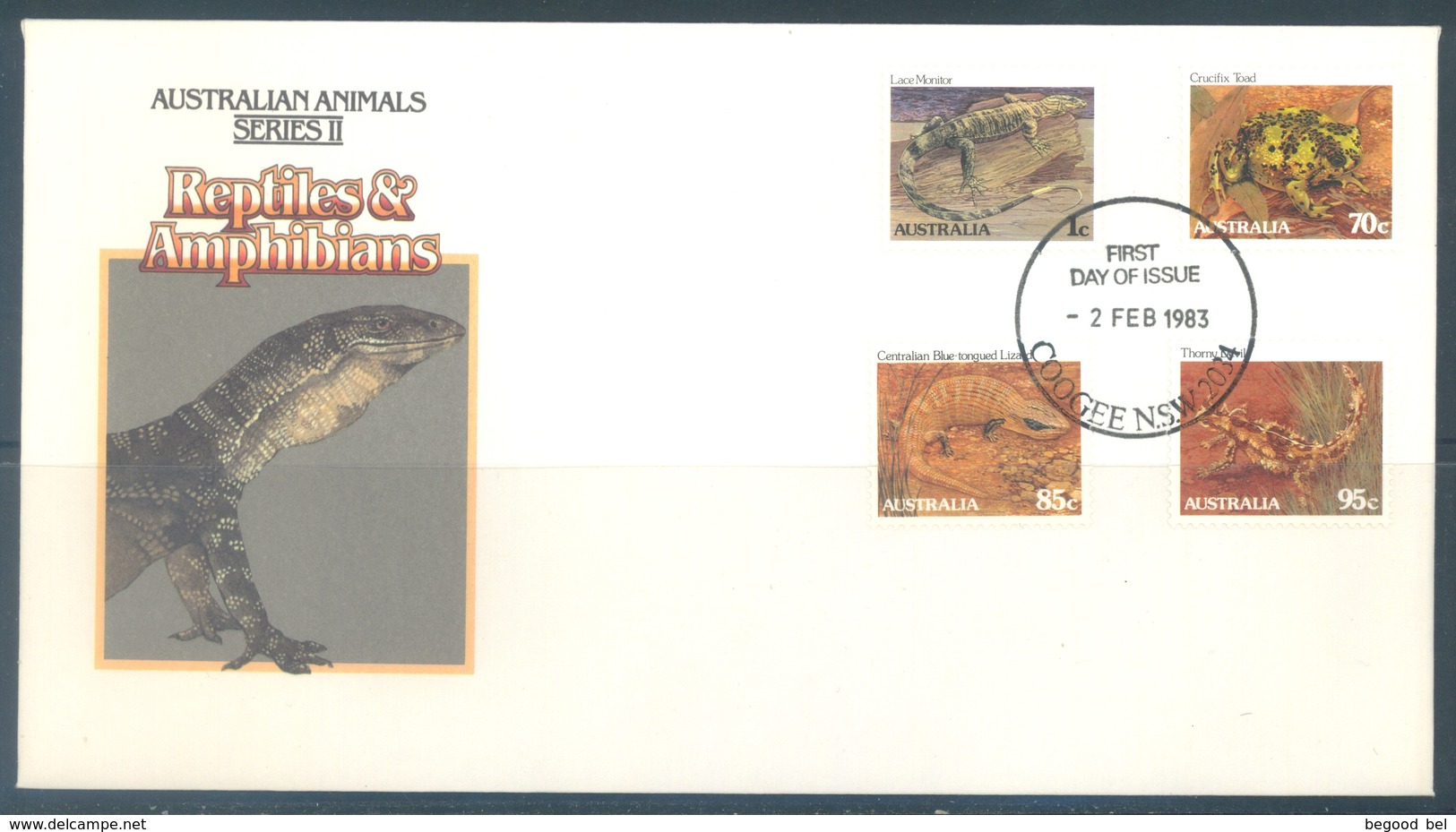 AUSTRALIA  - FDC - 2.2.1983 - REPTILES  AMPHIBIANS  - Yv 812-815 - Lot 18672 - Premiers Jours (FDC)