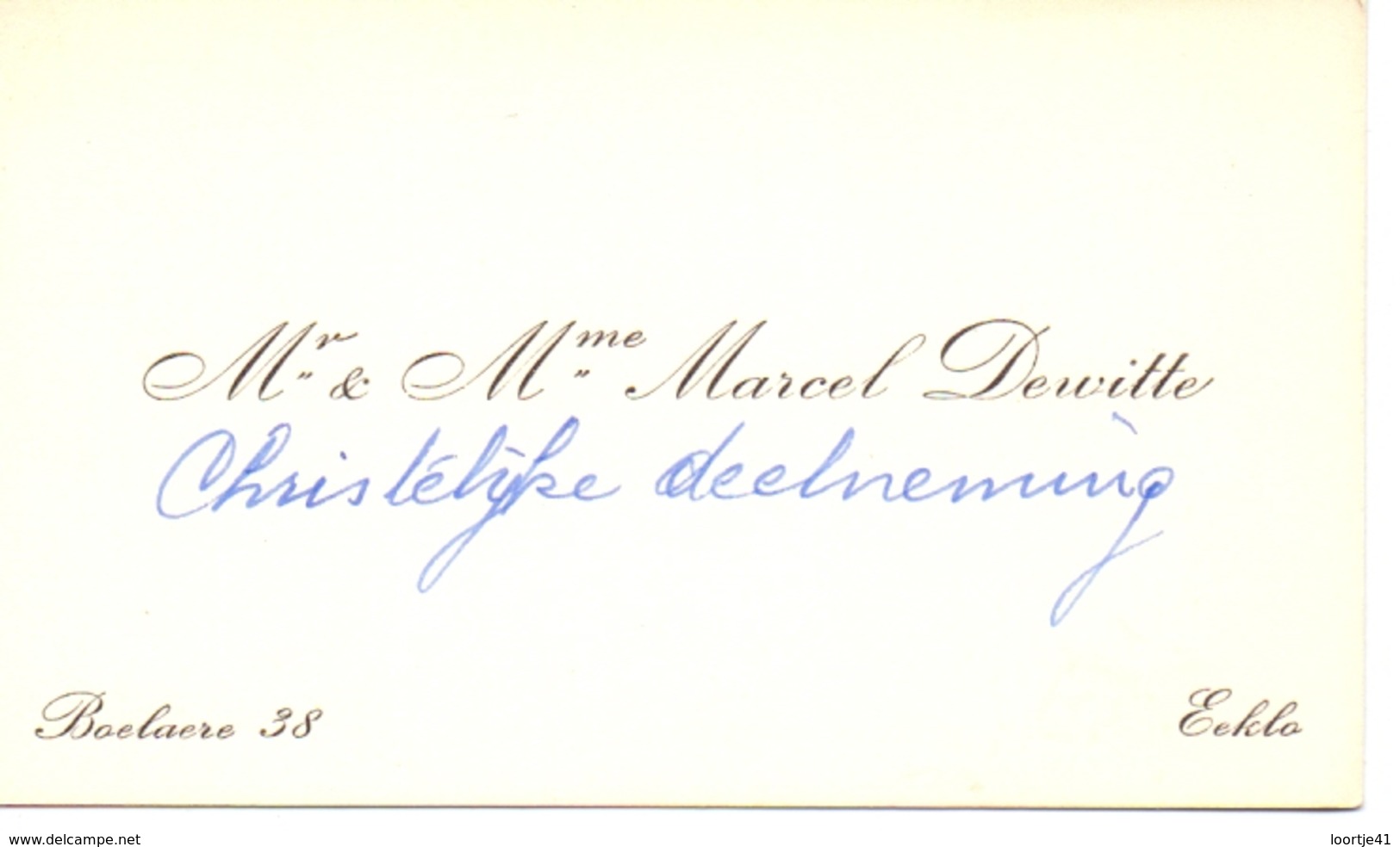 Visitekaartje - Carte Visite - Marcel Dewitte - Eeklo - Cartes De Visite