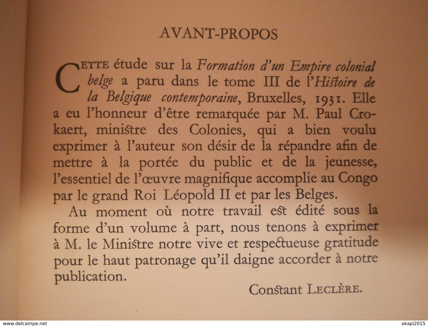 LA FORMATION D UN EMPIRE COLONIAL BELGE ANNÉE 1932 LIVRE HISTOIRE BELGIQUE ÉTAT INDÉPENDANT DU CONGO