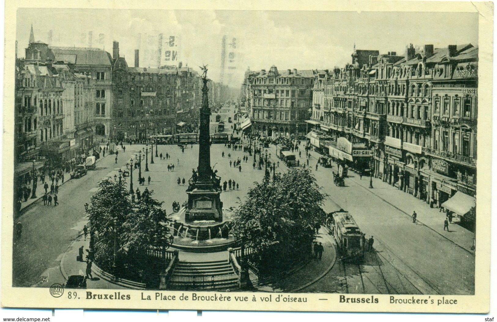 Bruxelles - Brussel : La Place De Brouckère Vue à Vol D'oiseau - 1936 + écrit En Esperanto - Marktpleinen, Pleinen