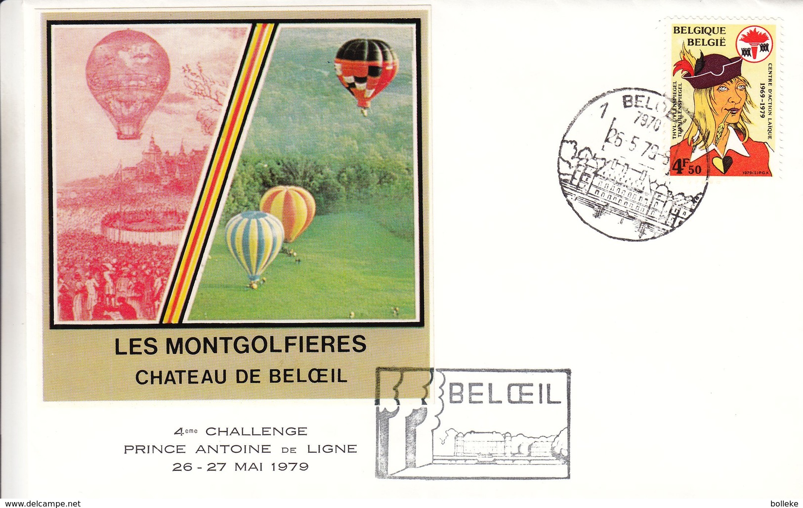 Belgique - Lettre De 1979 - Oblit Beloeil - Vol Par Ballon - Montgolfières - Château De Beloeil - Lettres & Documents